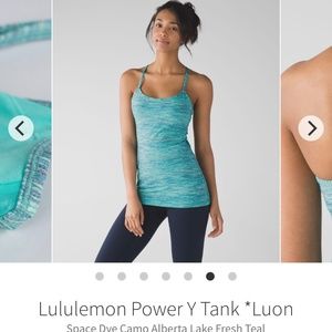 Lululemon Power Y Tank Luon Space Dye Camo Alberta Lake Fresh Teal - Size 10